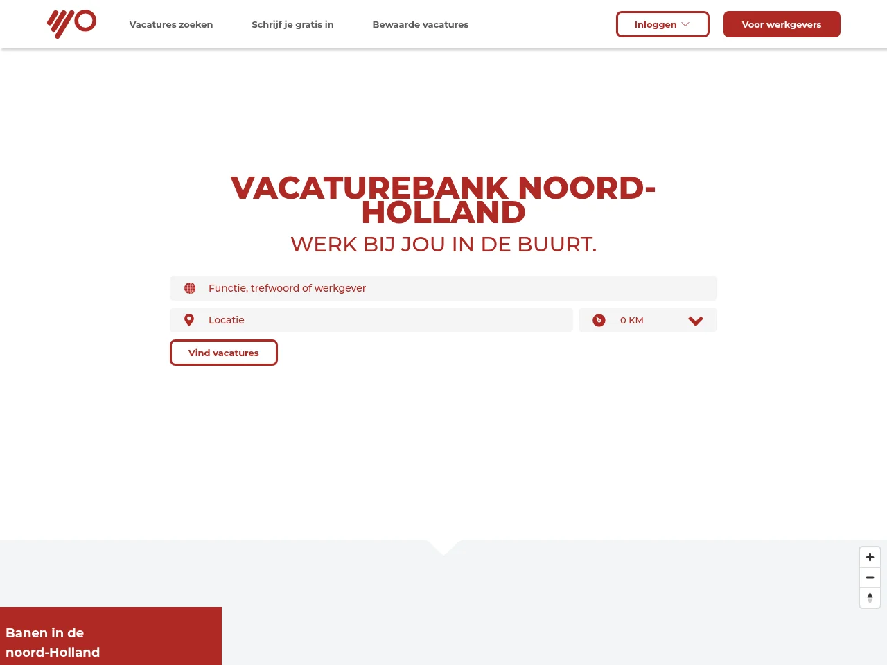 Vacaturebank Noord-Holland job board platform screenshot showing job search interface