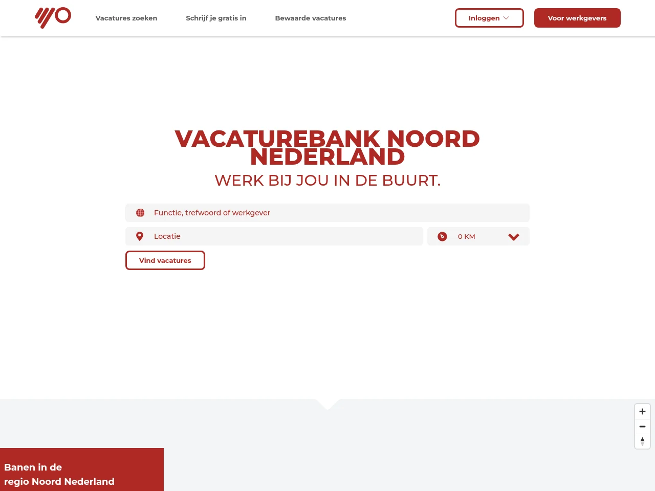 Vacaturebank Noord-Nederland job board platform screenshot showing job search interface