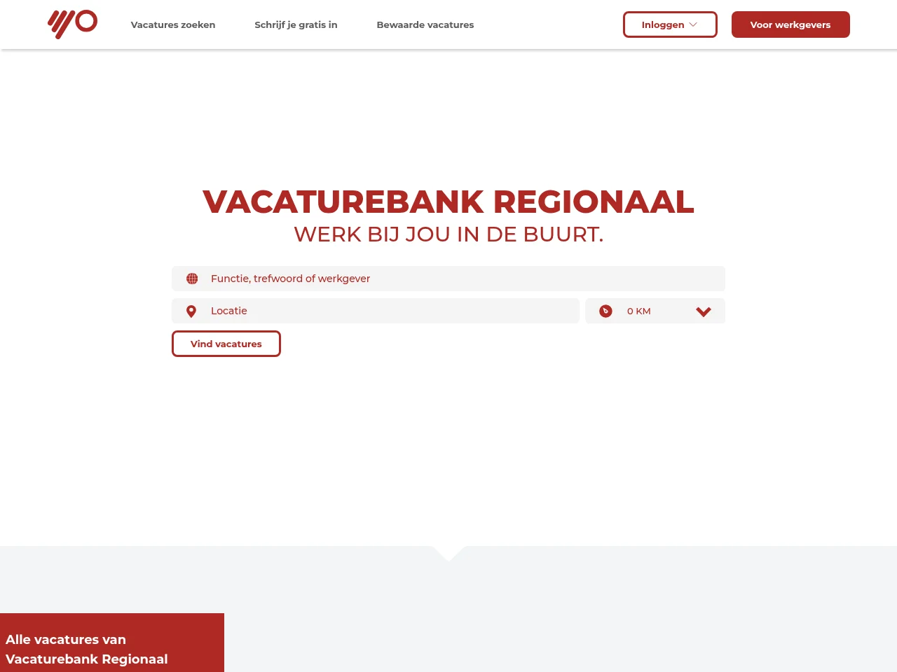 Vacaturebank Regionaal job board platform screenshot showing job search interface