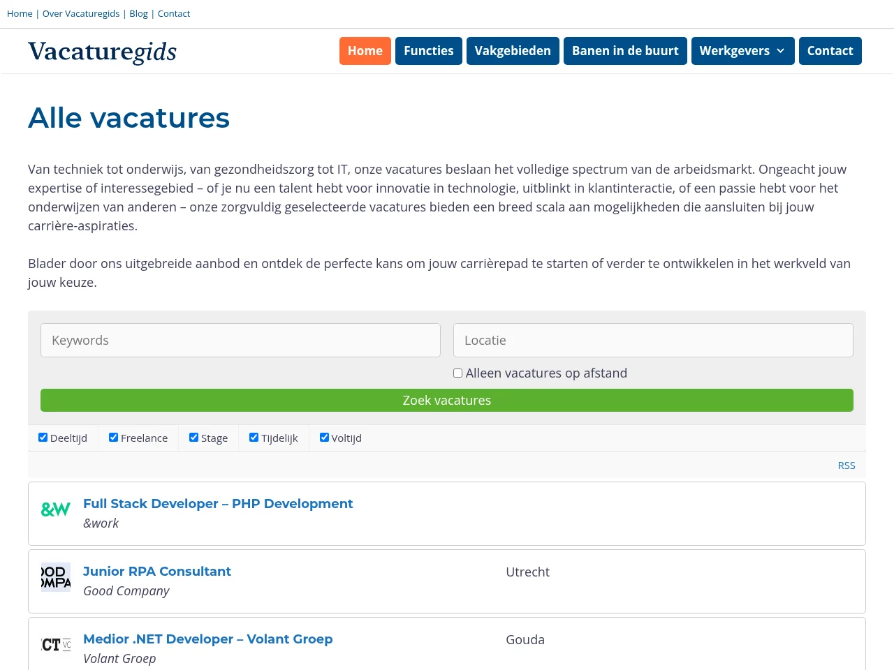 VacatureGids screenshot VacatureGids job board platform screenshot showing job search interface