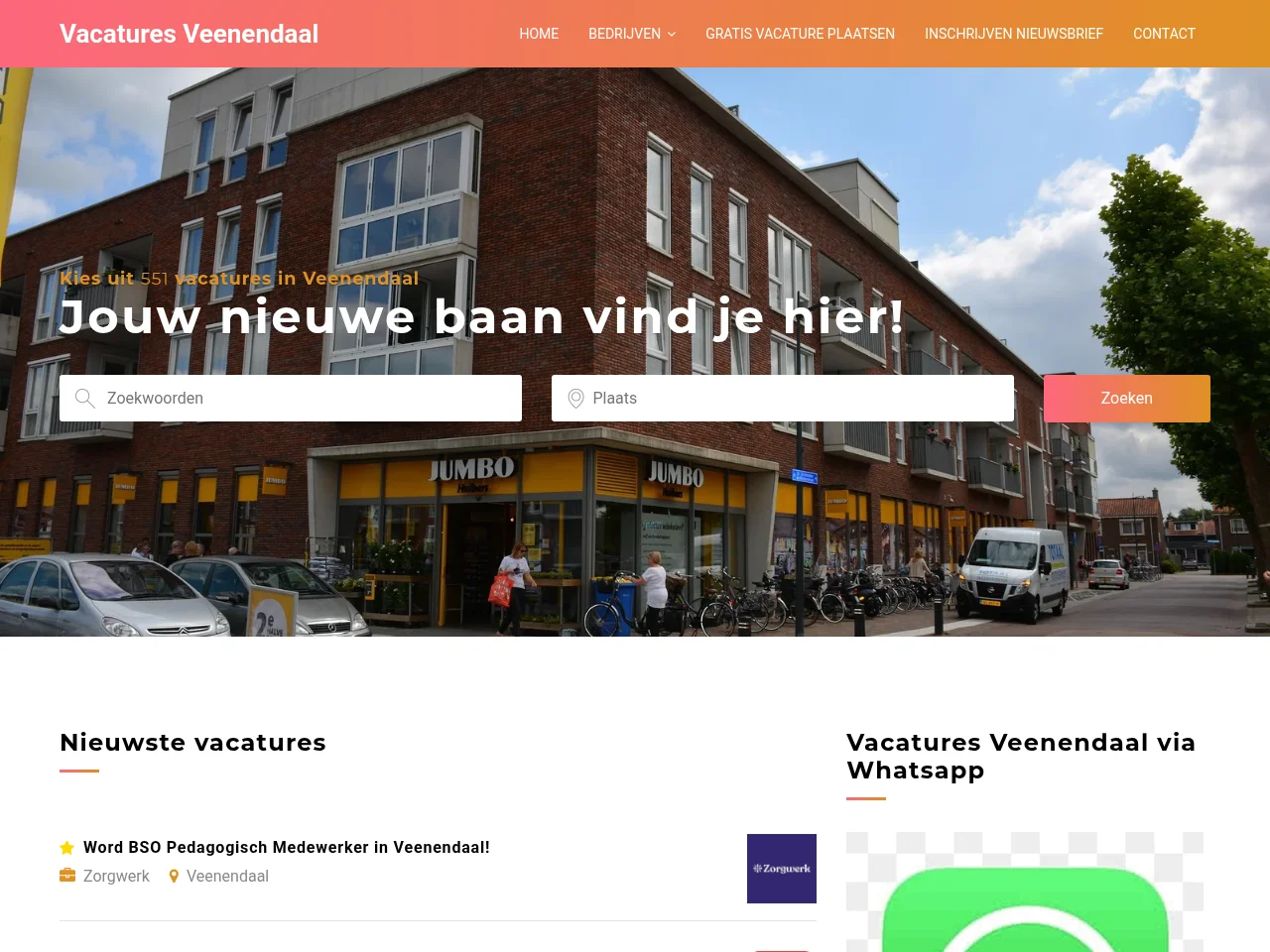 Vacatures Veenendaal job board platform screenshot showing job search interface