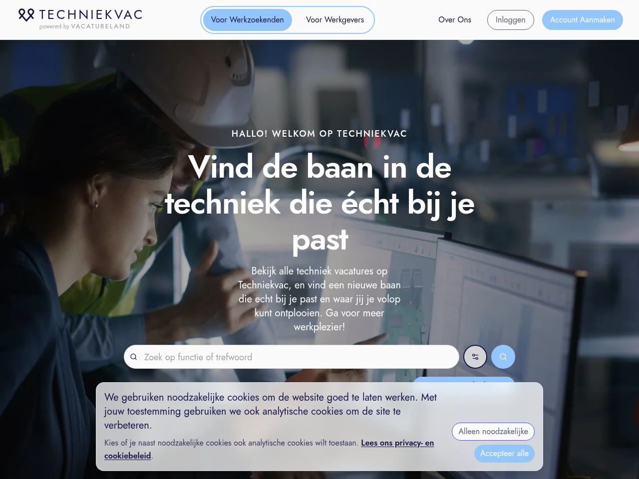 Techniekvac screenshot Techniekvac job board platform screenshot showing job search interface
