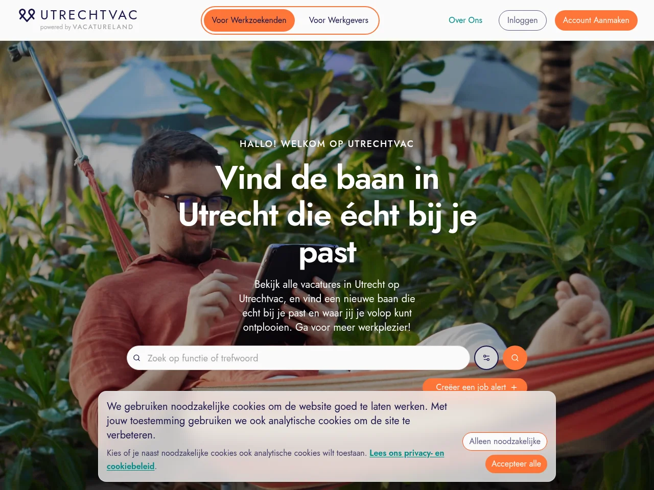 Utrechtvac screenshot Utrechtvac job board platform screenshot showing job search interface
