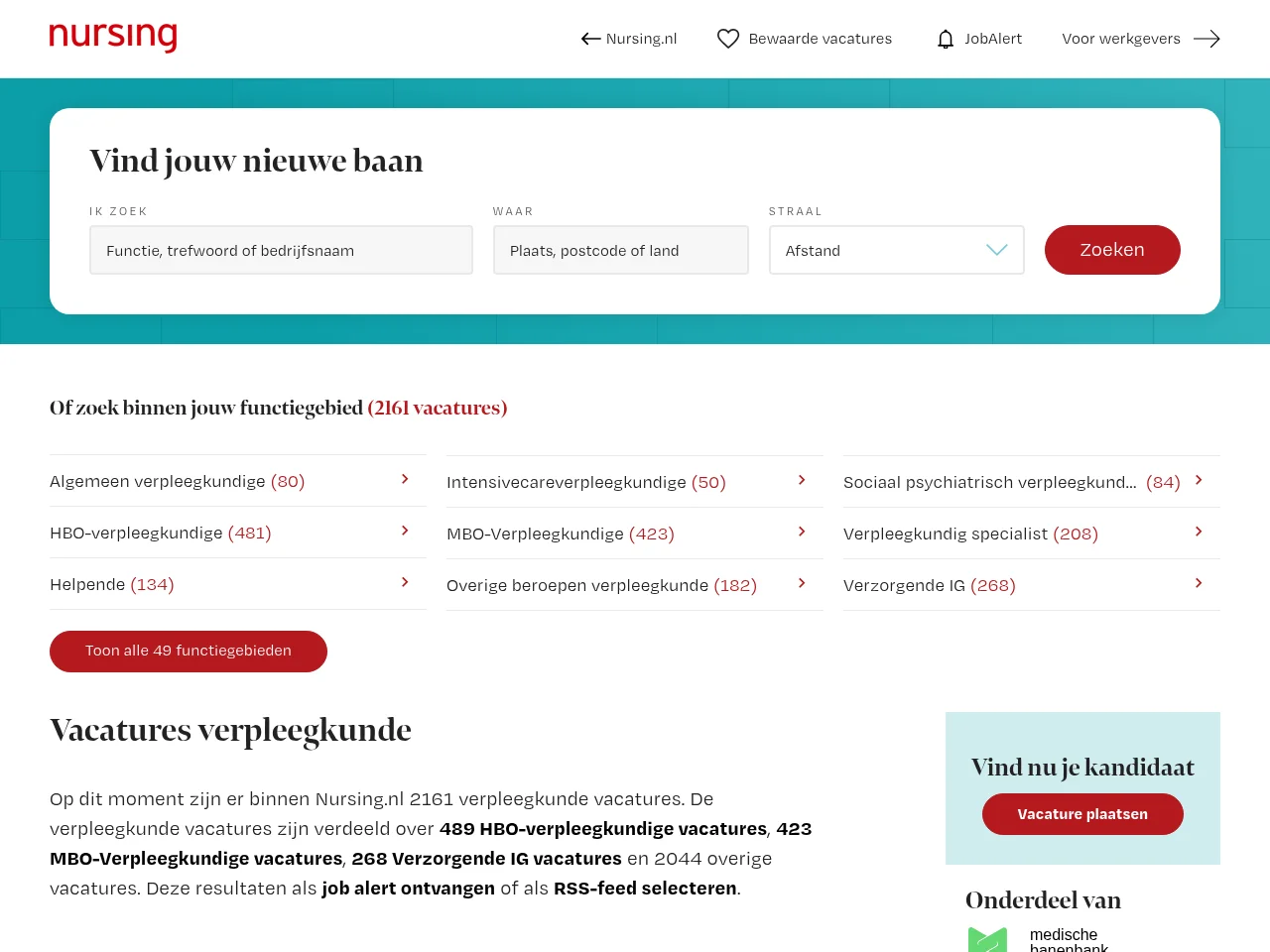 Nursing Vacatures screenshot Nursing Vacatures job board platform screenshot showing job search interface