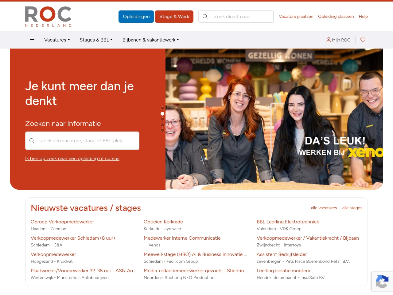Vacatures.ROC.nl screenshot Vacatures.ROC.nl job board platform screenshot showing job search interface