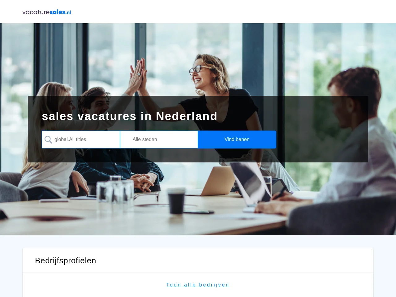 vacaturesales.nl job board platform screenshot showing job search interface