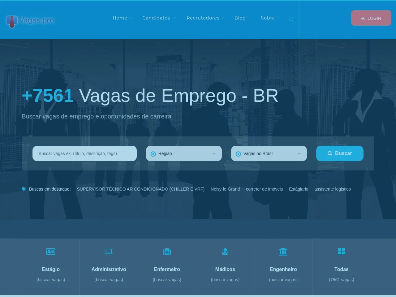 Vagas Pro job board platform screenshot showing job search interface