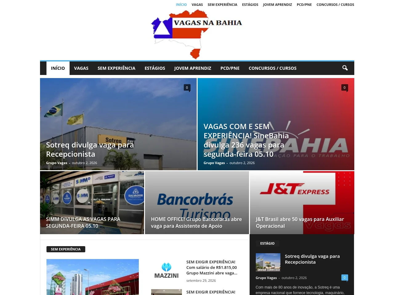 Vagas Na Bahia screenshot Vagas Na Bahia job board platform screenshot showing job search interface
