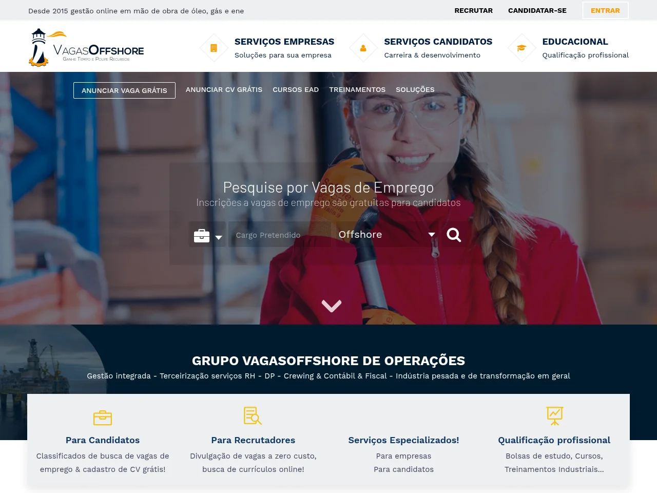Vagas Offshore screenshot Vagas Offshore job board platform screenshot showing job search interface