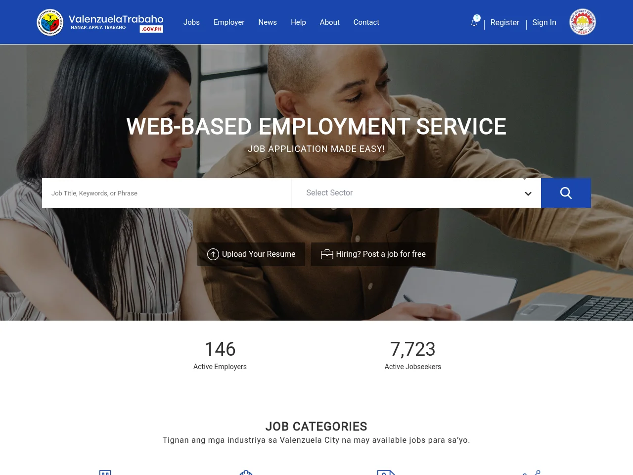 Valenzuela Trabaho screenshot Valenzuela Trabaho job board platform screenshot showing job search interface