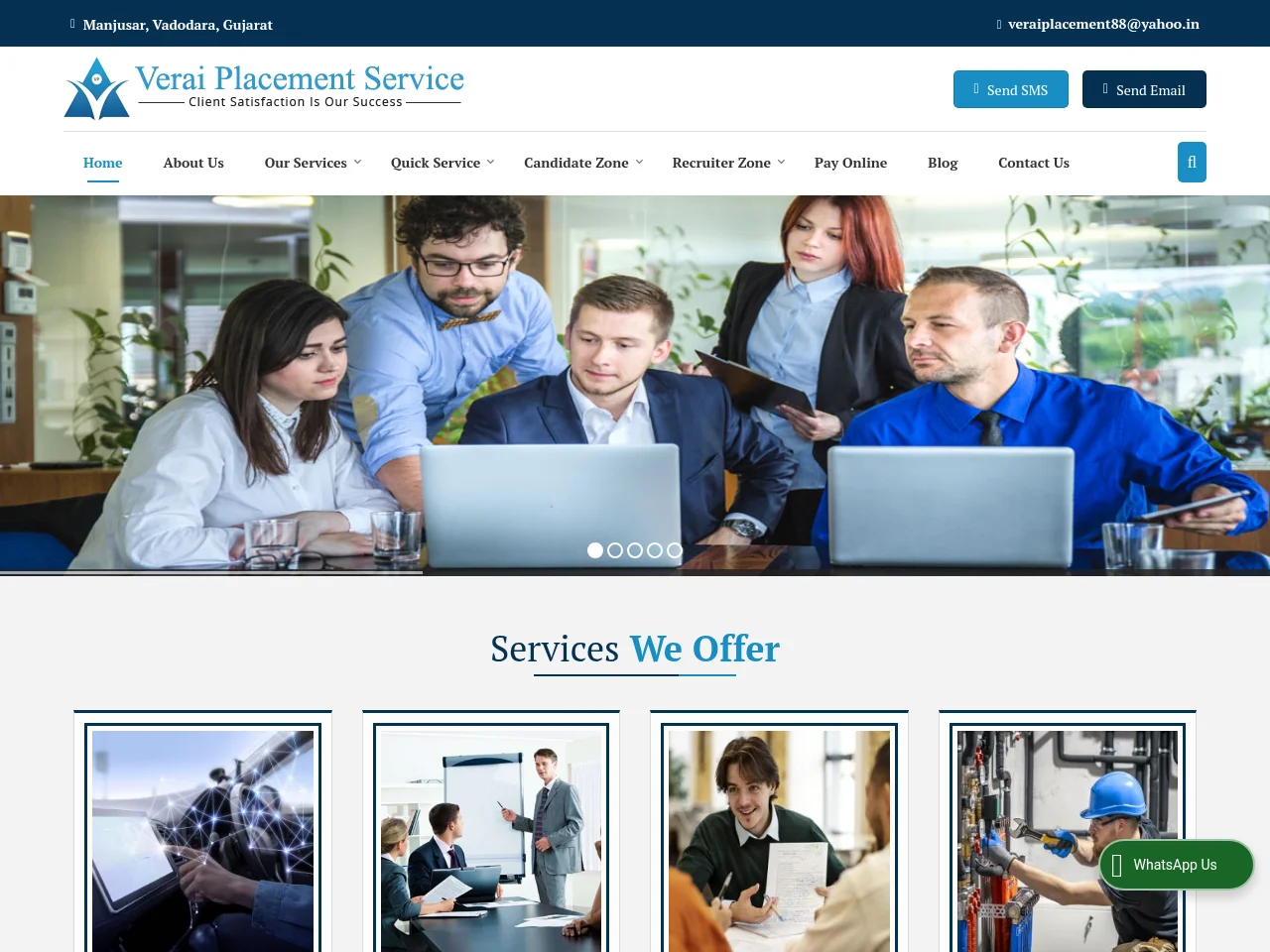 VERAI Placement Service job board platform screenshot showing job search interface