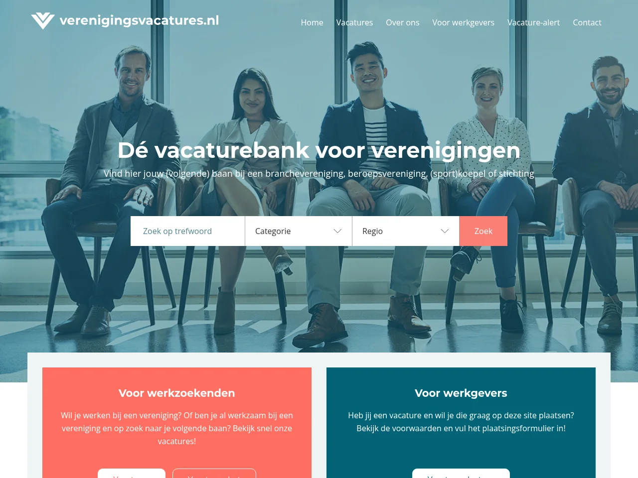 Verenigingsvacatures screenshot Verenigingsvacatures job board platform screenshot showing job search interface