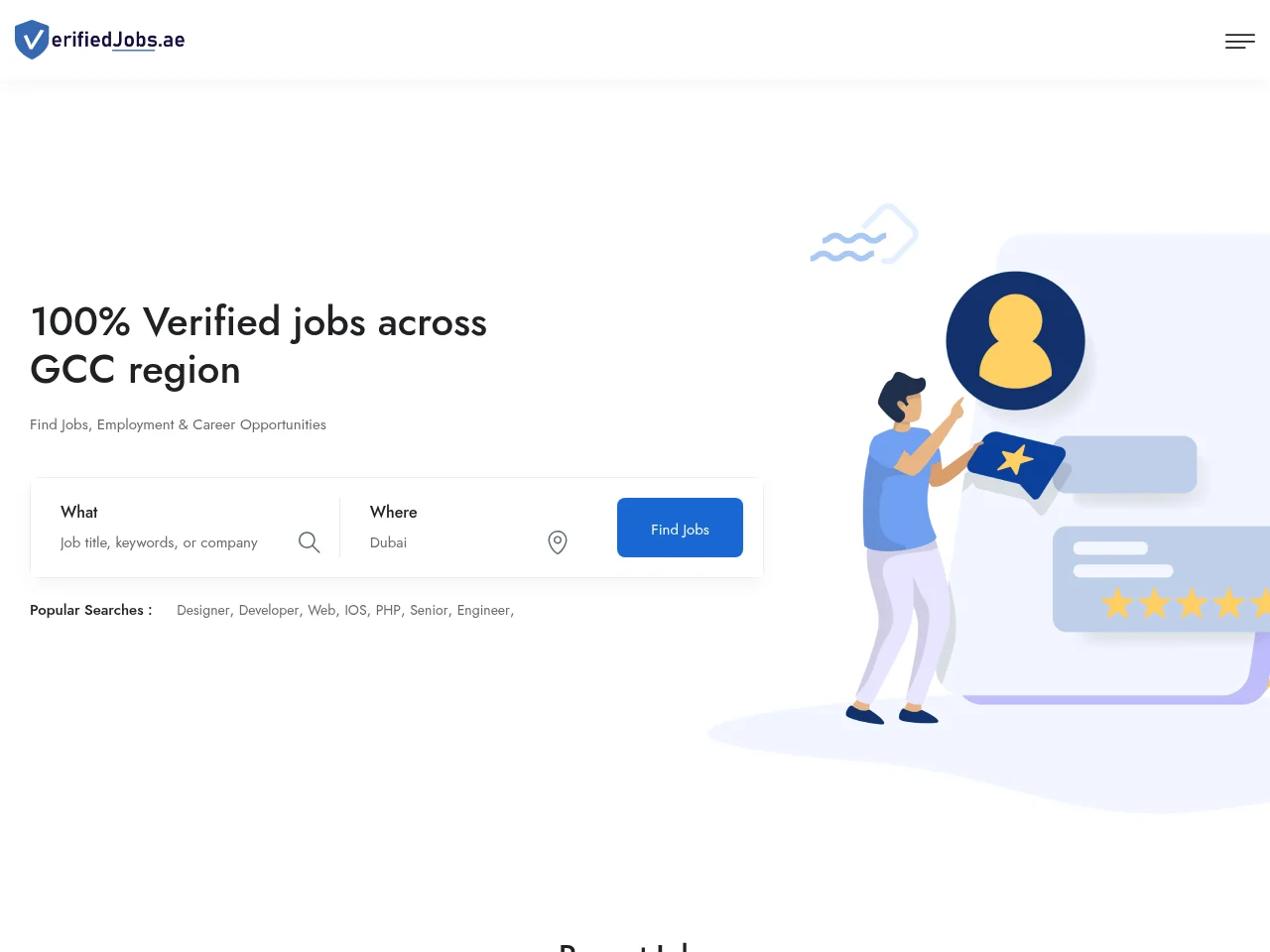 Verified Jobs screenshot Verified Jobs job board platform screenshot showing job search interface
