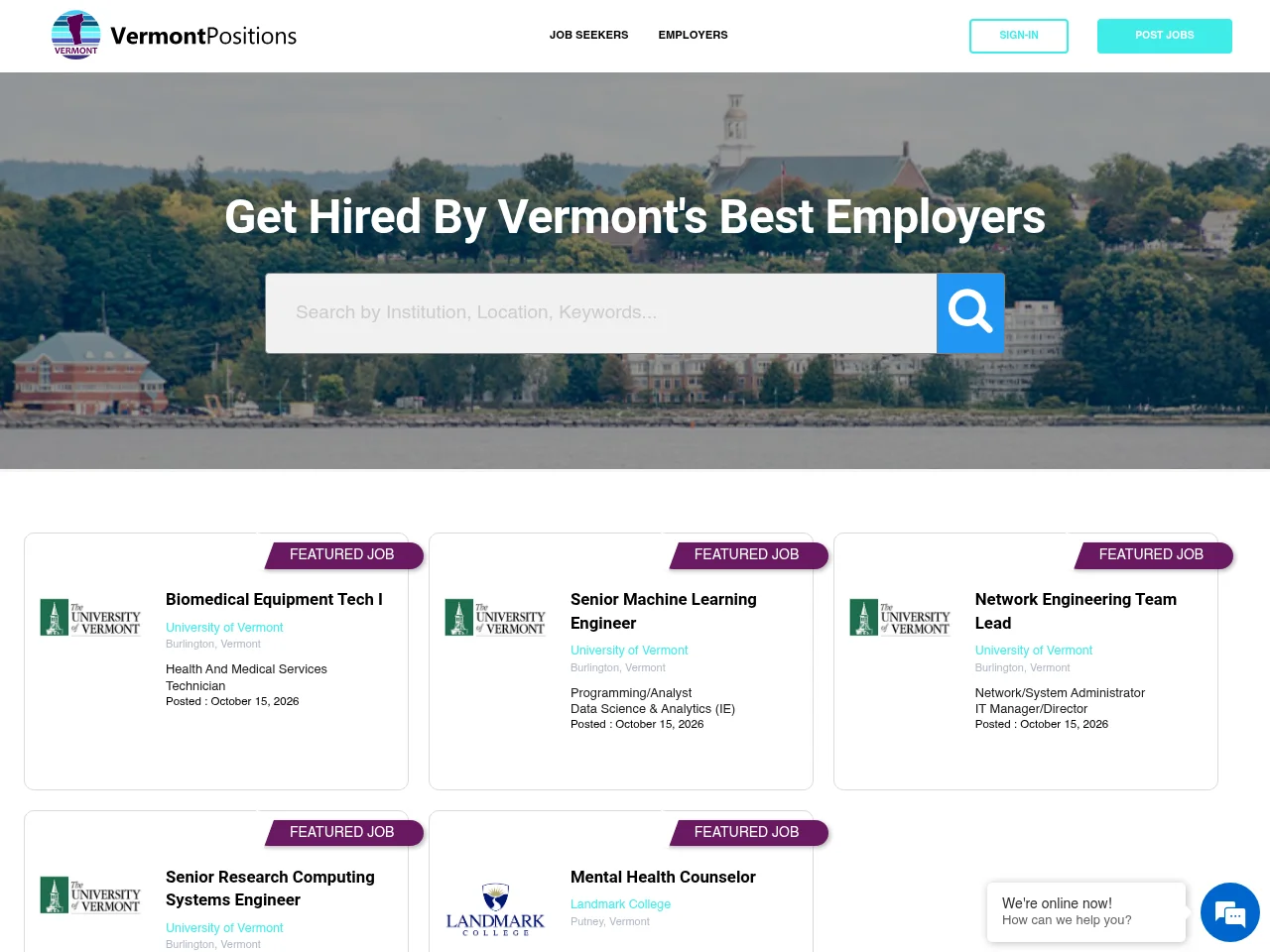 VermontPositions.com website screenshot