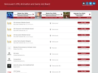 VFX Vancouver Job Board screenshot preview VFX Vancouver Job Board screenshot preview