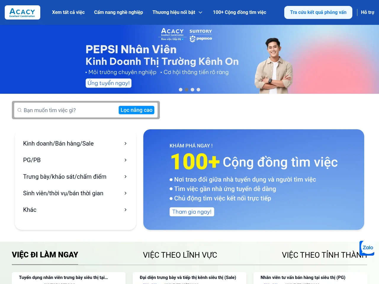 Vieclam.acacy.com.vn screenshot Vieclam.acacy.com.vn job board platform screenshot showing job search interface