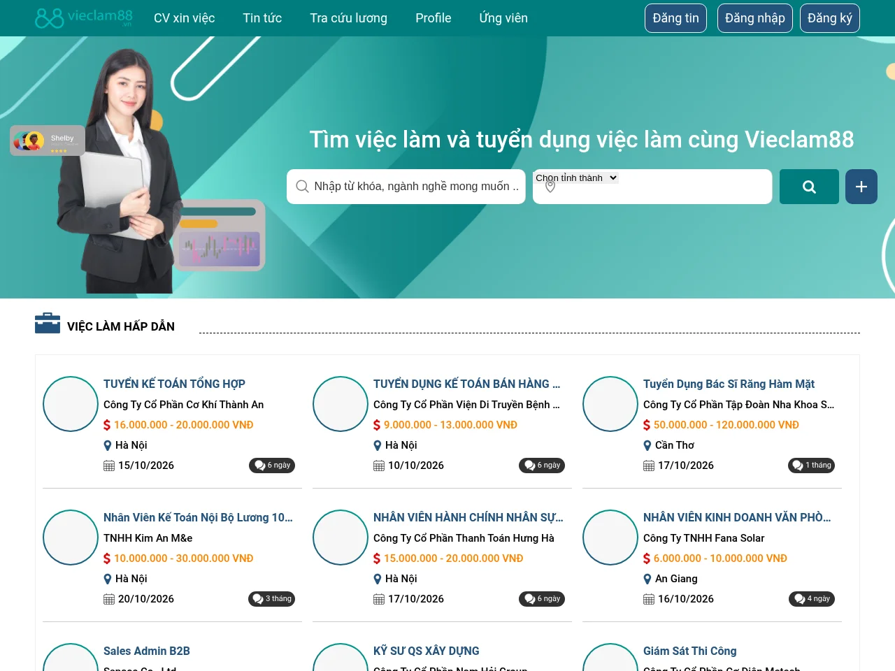 Vieclam88 screenshot Vieclam88 job board platform screenshot showing job search interface