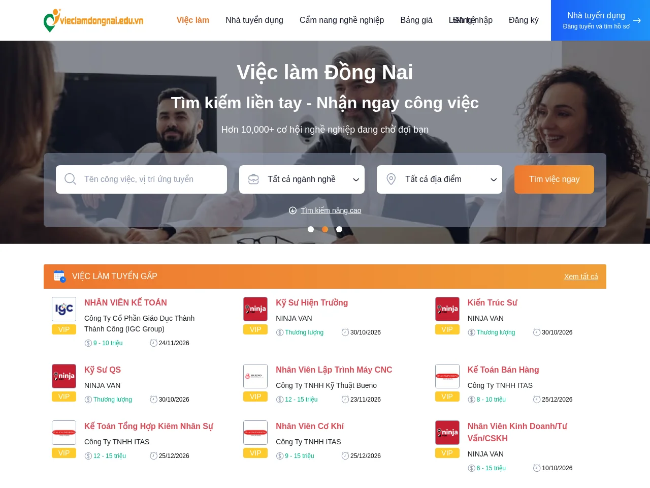 Việc làm Đồng Nai screenshot Việc làm Đồng Nai job board platform screenshot showing job search interface