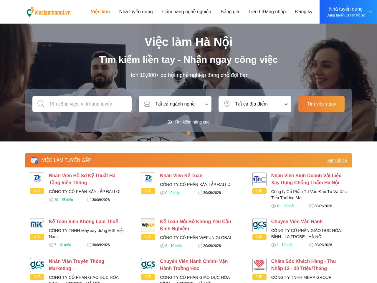 Việc làm Hà Nội screenshot Việc làm Hà Nội job board platform screenshot showing job search interface