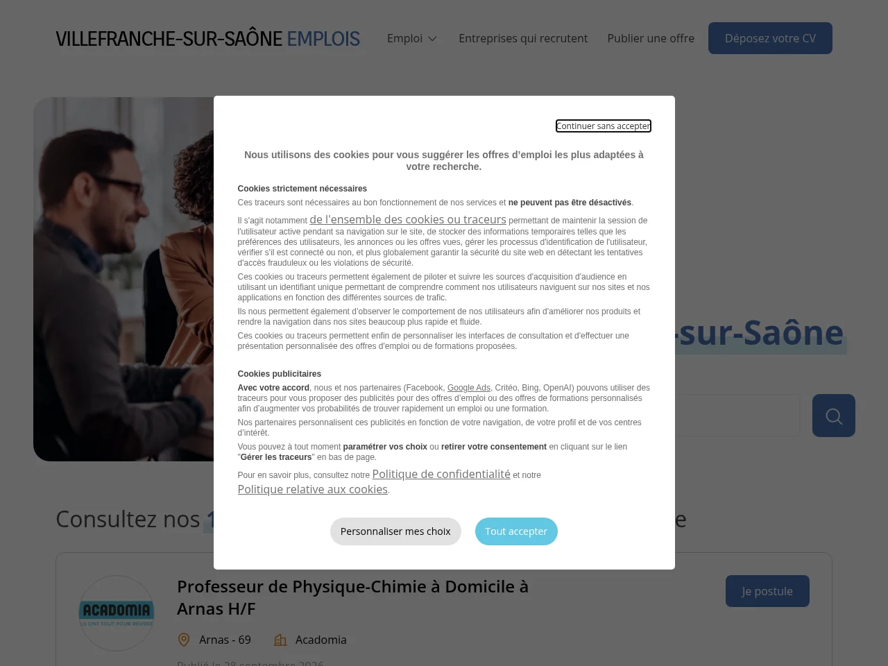 Villefranche-sur-Saône Emplois screenshot Villefranche-sur-Saône Emplois job board platform screenshot showing job search interface