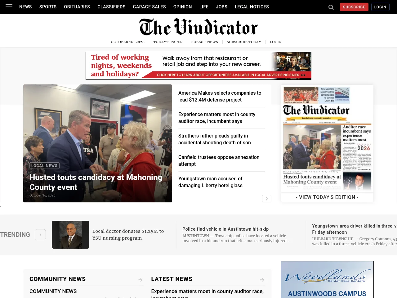 The Vindicator screenshot The Vindicator website screenshot