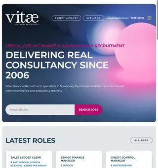 Vitae Financial Recruitment platform preview