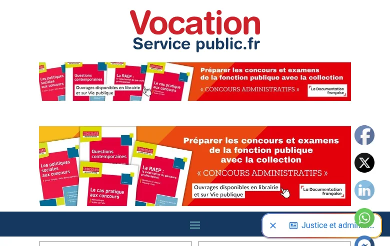 Vocation Service Public job board platform screenshot showing job search interface
