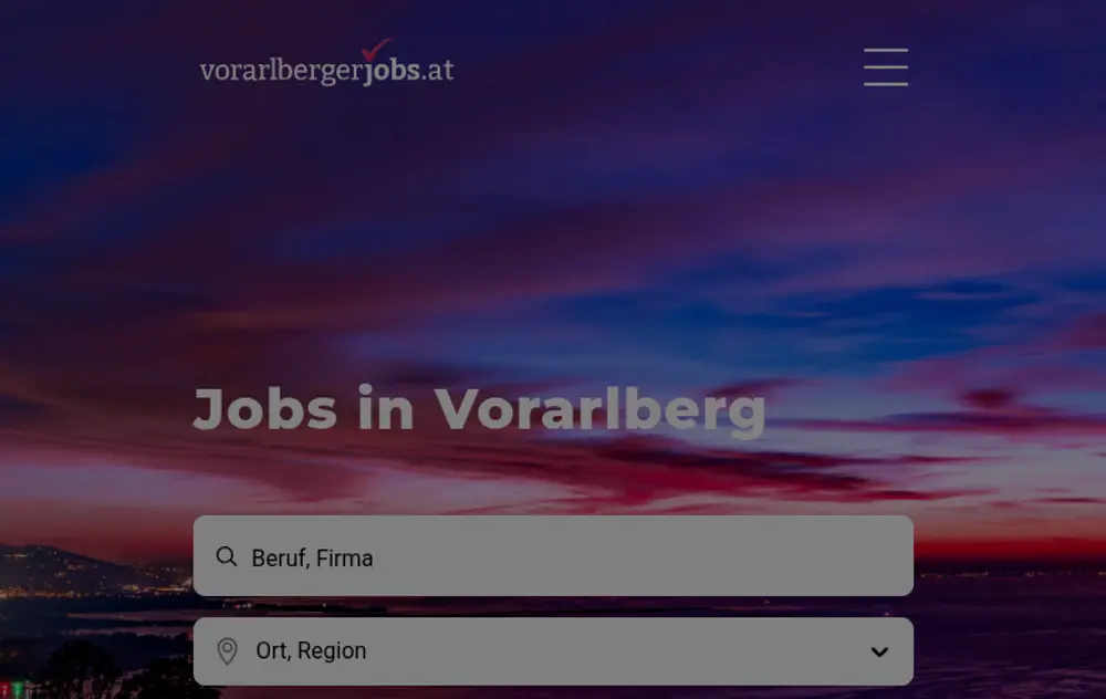 vorarlbergerjobs.at job board platform screenshot showing job search interface