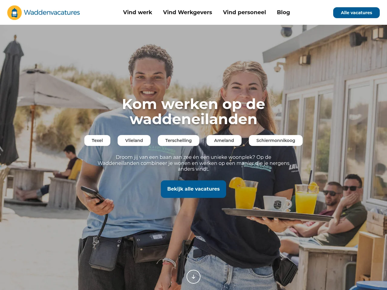 Waddenvacatures job board platform screenshot showing job search interface