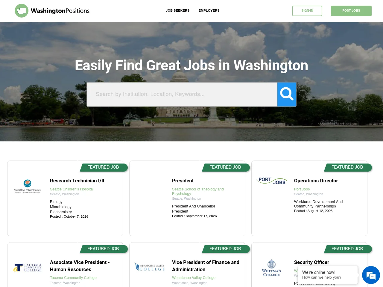 WashingtonPositions.com website screenshot
