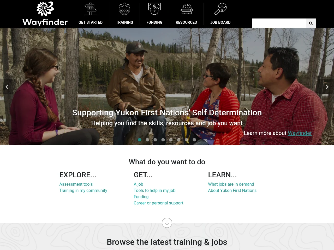 Wayfinder Yukon job board platform screenshot showing job search interface