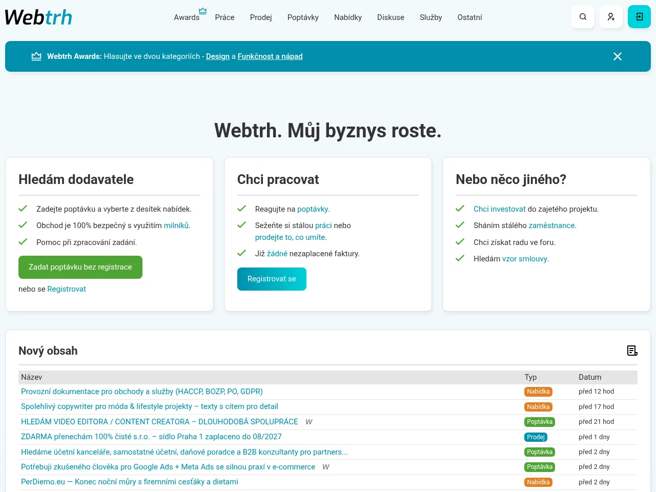 Webtrh job board platform screenshot showing job search interface