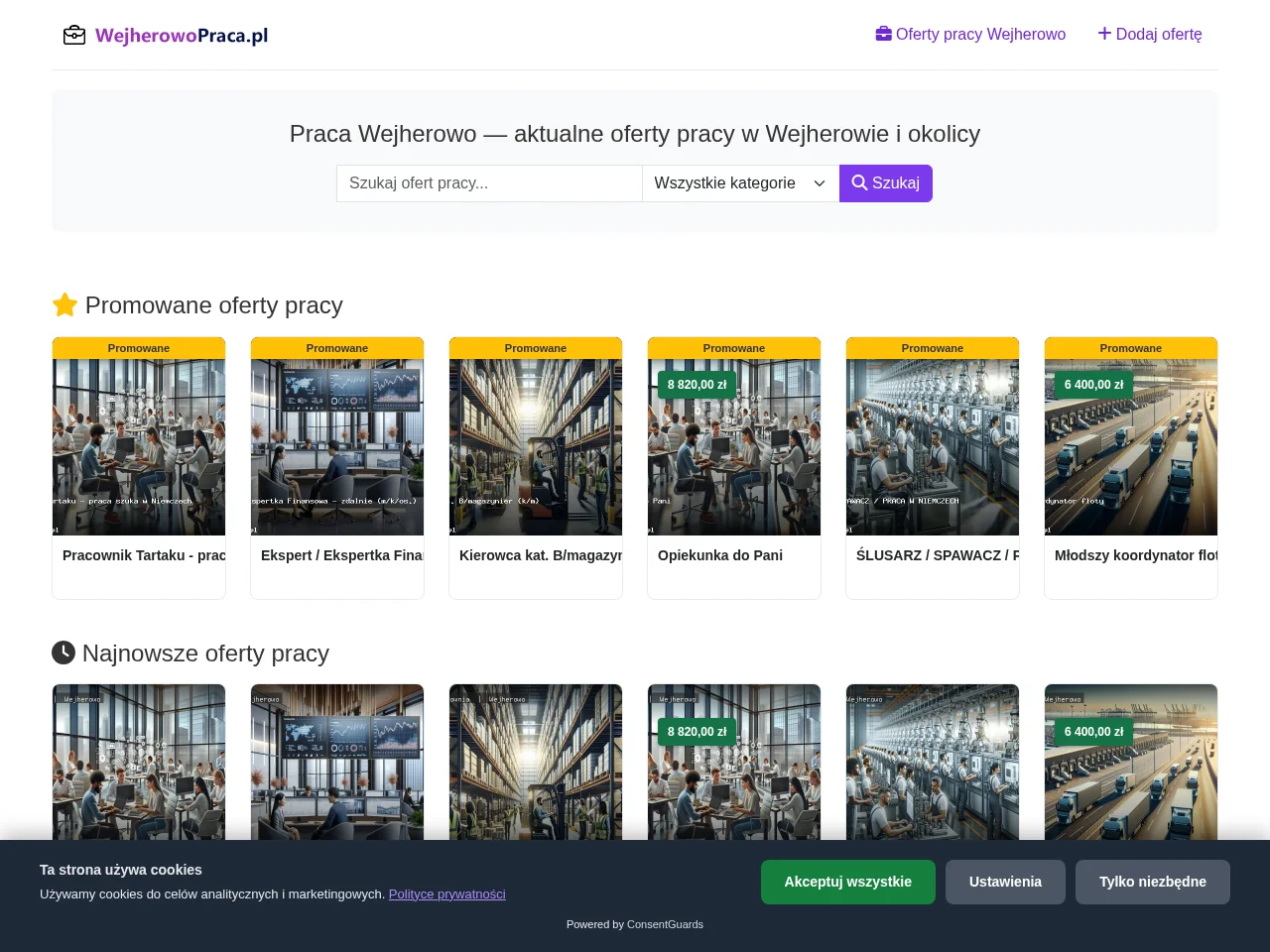 WejherowoPraca.pl screenshot WejherowoPraca.pl job board platform screenshot showing job search interface