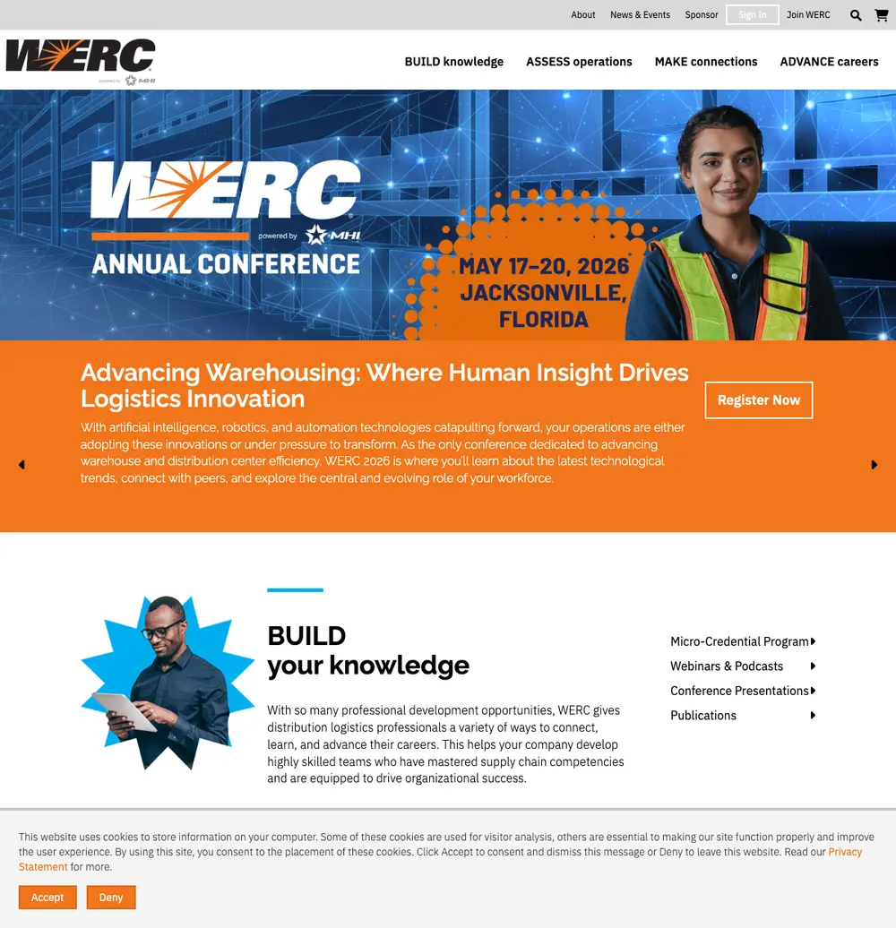 Warehousing Education and Research Council job board platform screenshot showing job search interface