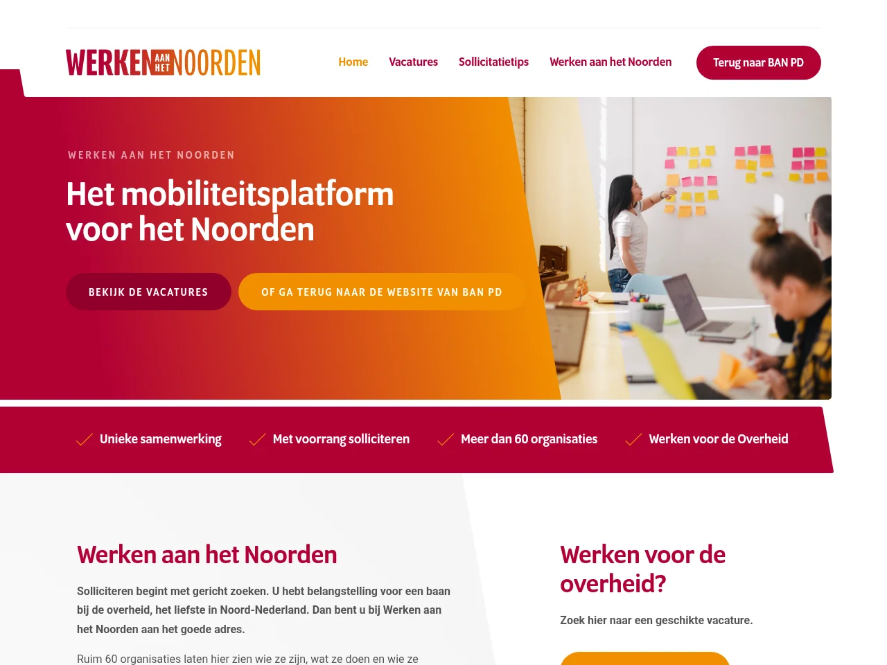 Werken aan het Noorden screenshot Werken aan het Noorden job board platform screenshot showing job search interface