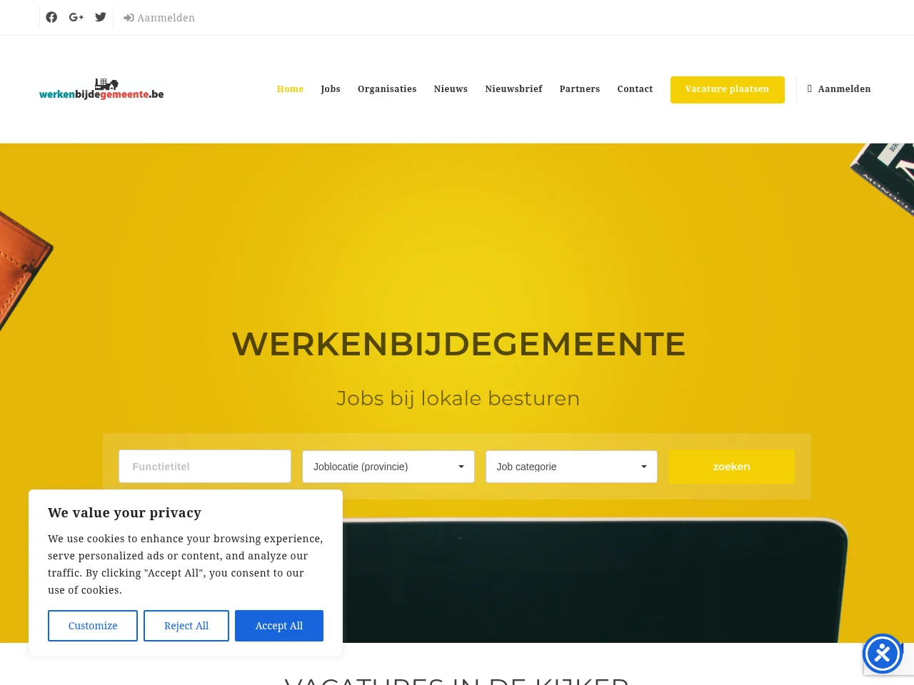 Werkenbijdegemeente screenshot Werkenbijdegemeente job board platform screenshot showing job search interface