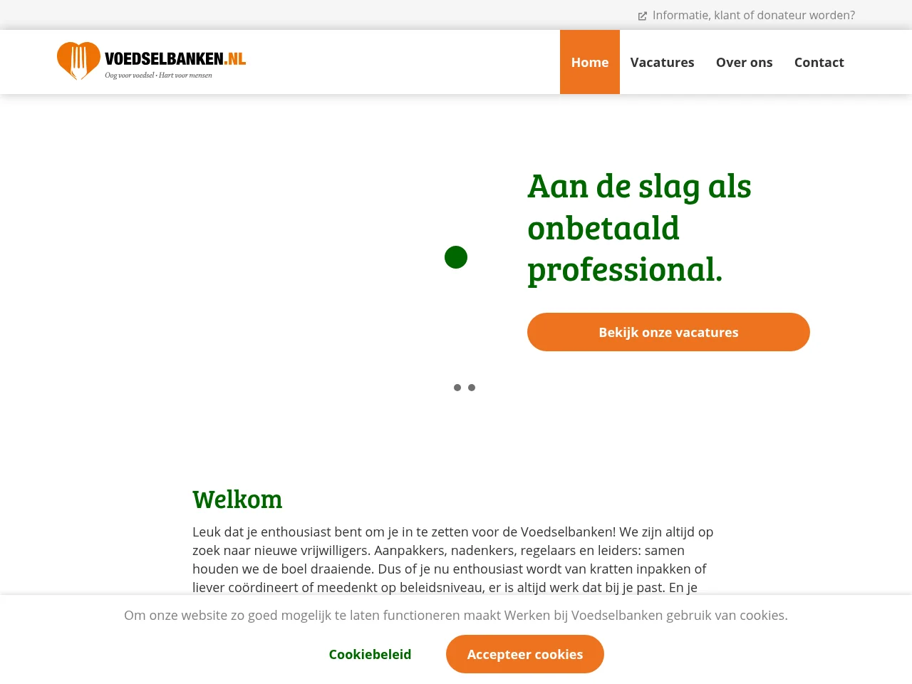 Werken bij Voedselbanken screenshot Werken bij Voedselbanken job board platform screenshot showing job search interface