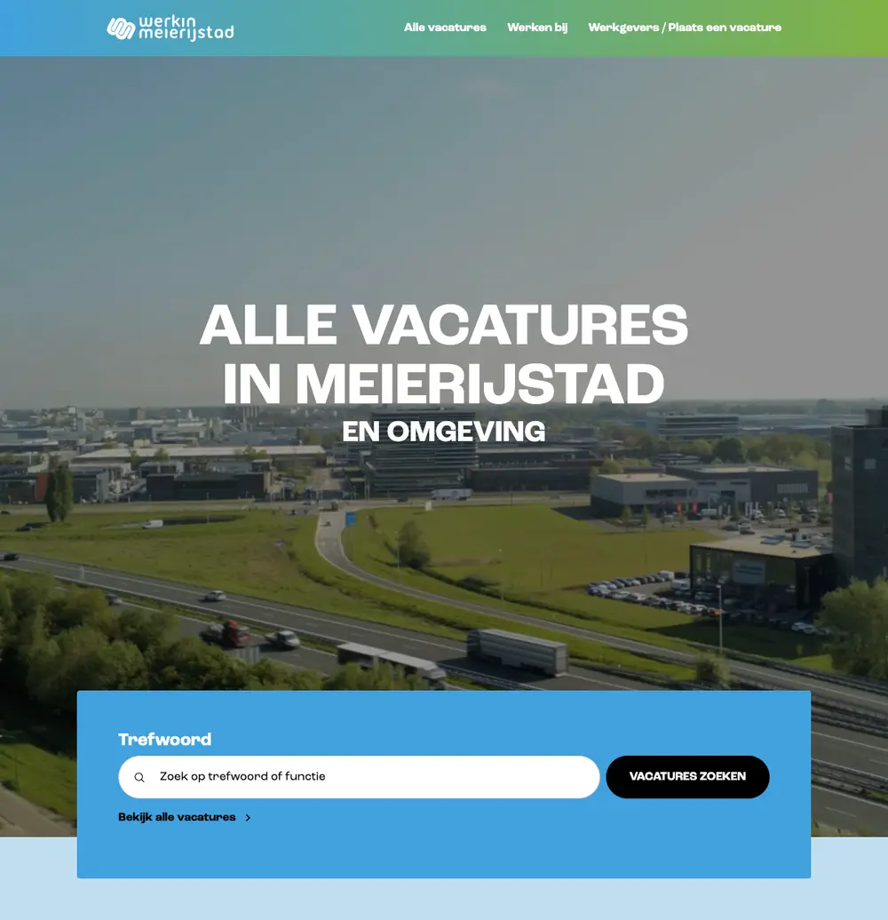 WerkinMeierijstad.nl job board platform screenshot showing job search interface