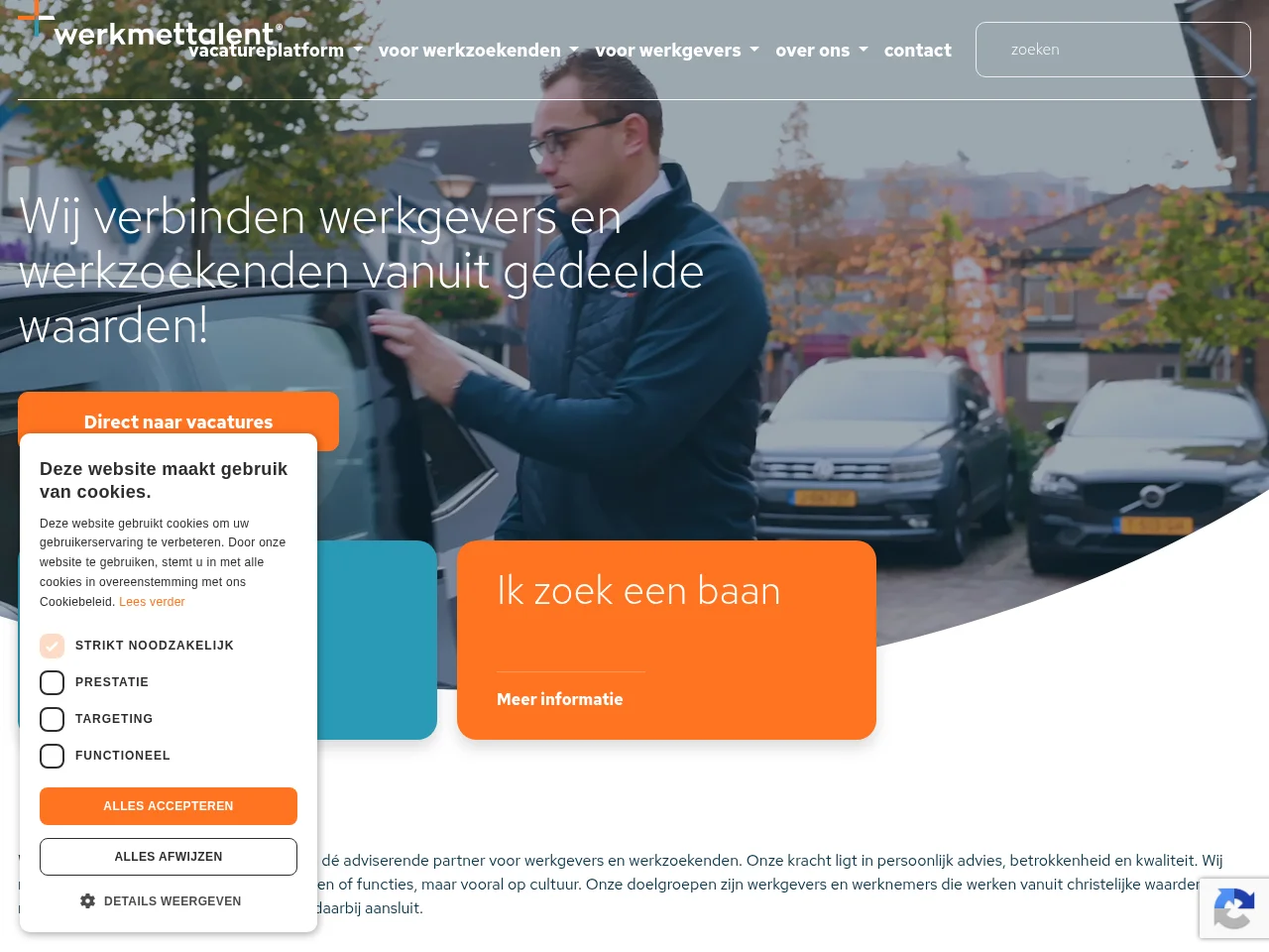 WerkMetTalent job board platform screenshot showing job search interface