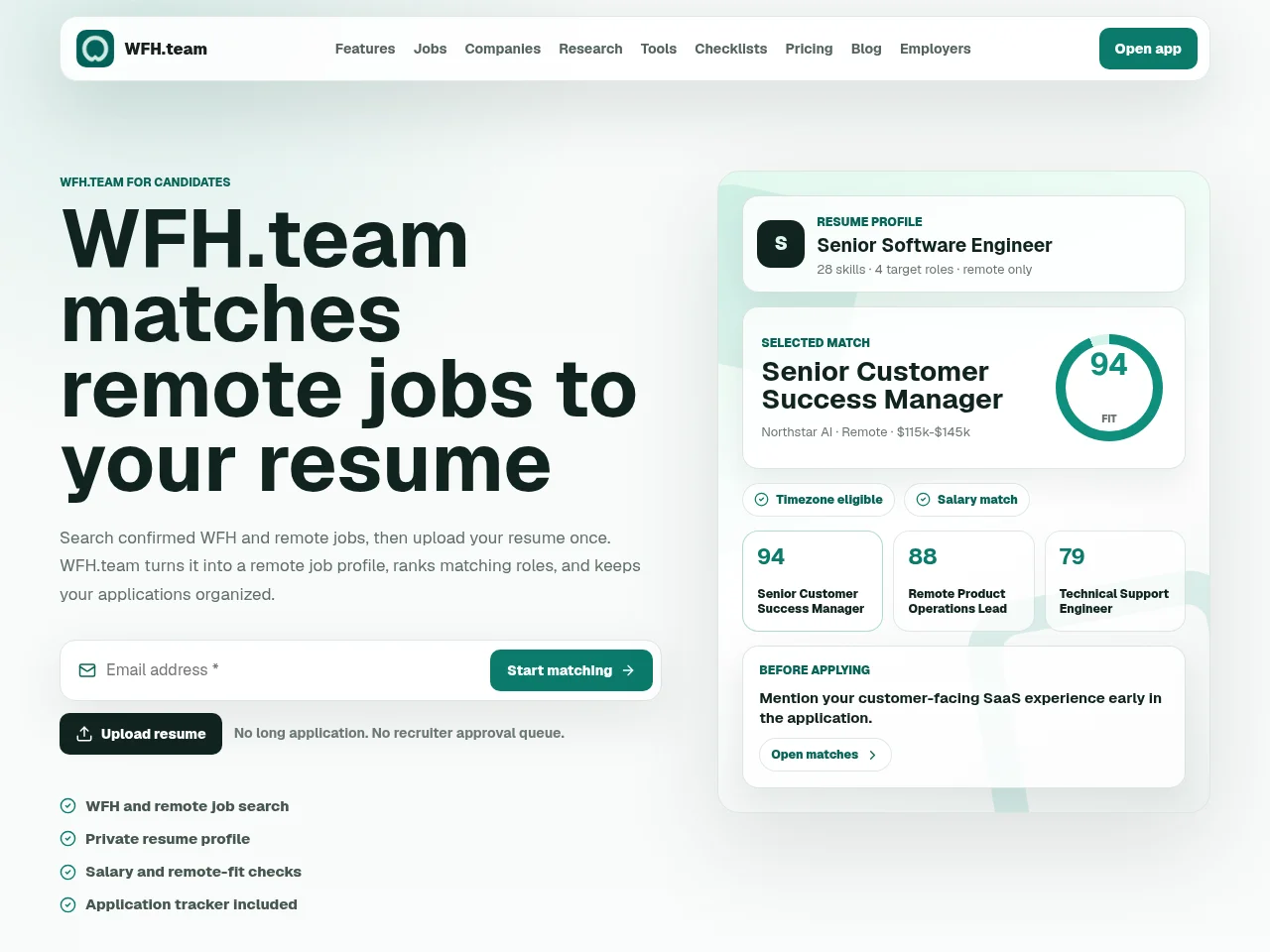 WFH.team screenshot WFH.team job board platform screenshot showing job search interface
