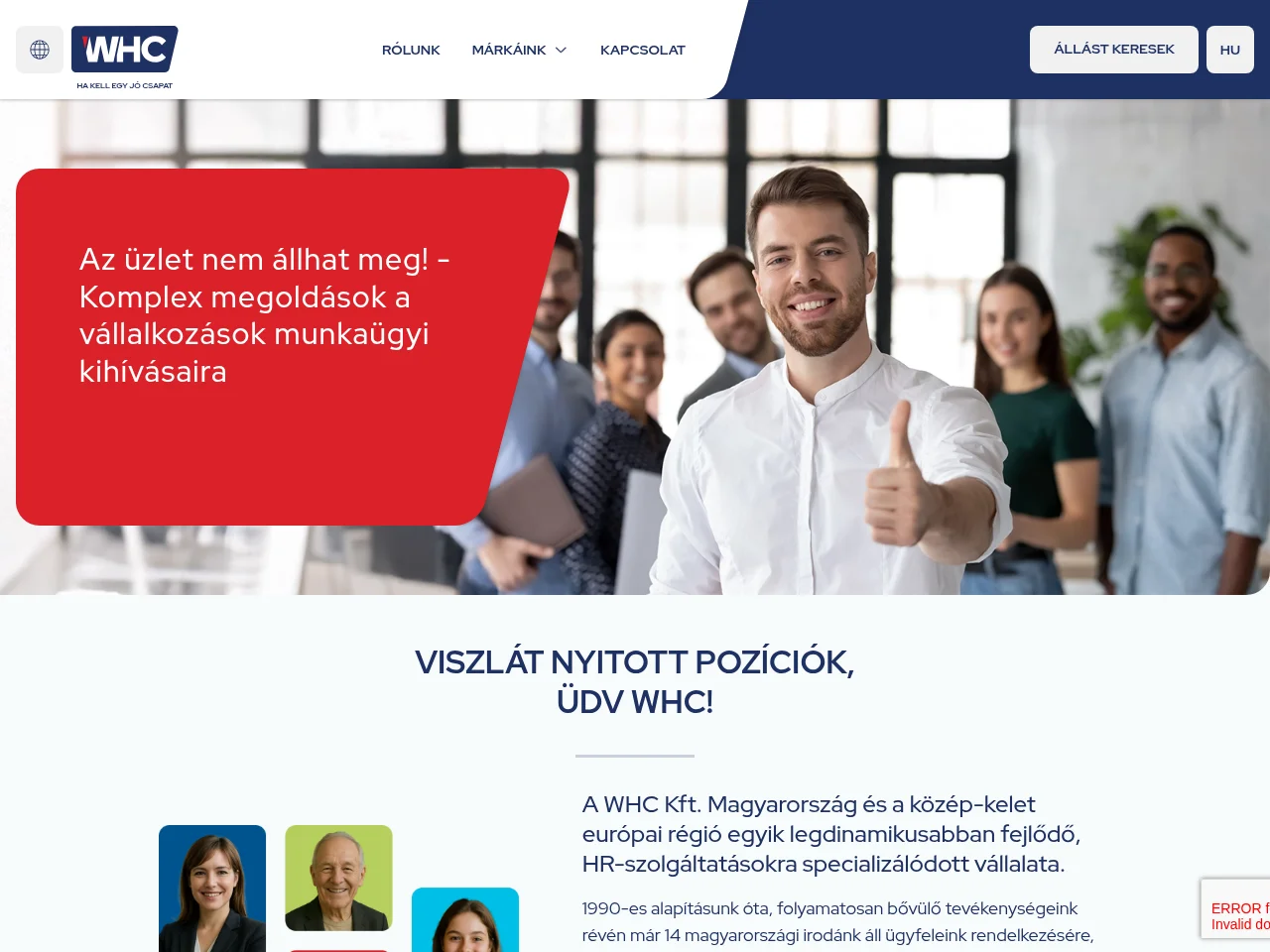 WHC job board platform screenshot showing job search interface