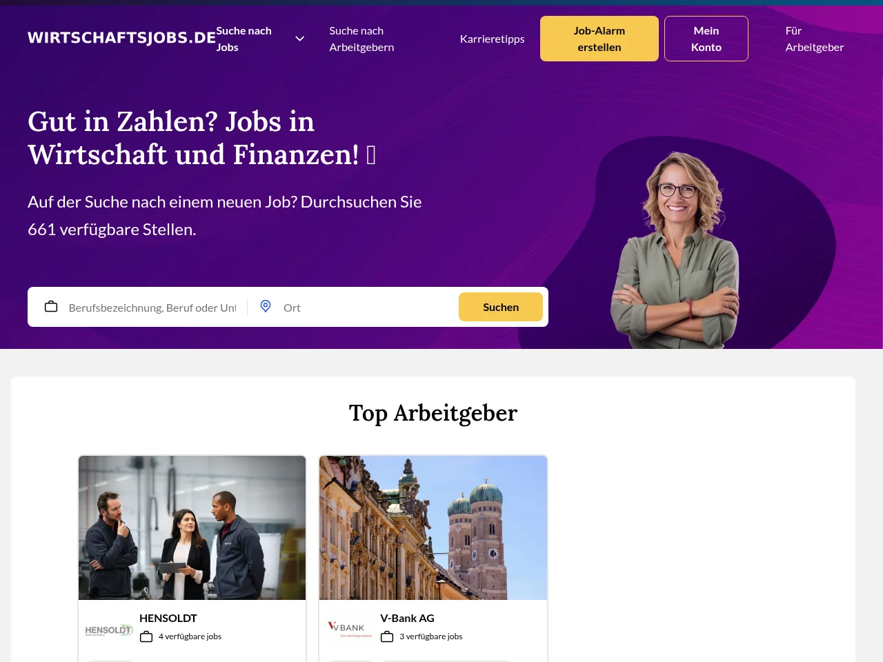 Wirtschaftsjobs screenshot Wirtschaftsjobs job board platform screenshot showing job search interface