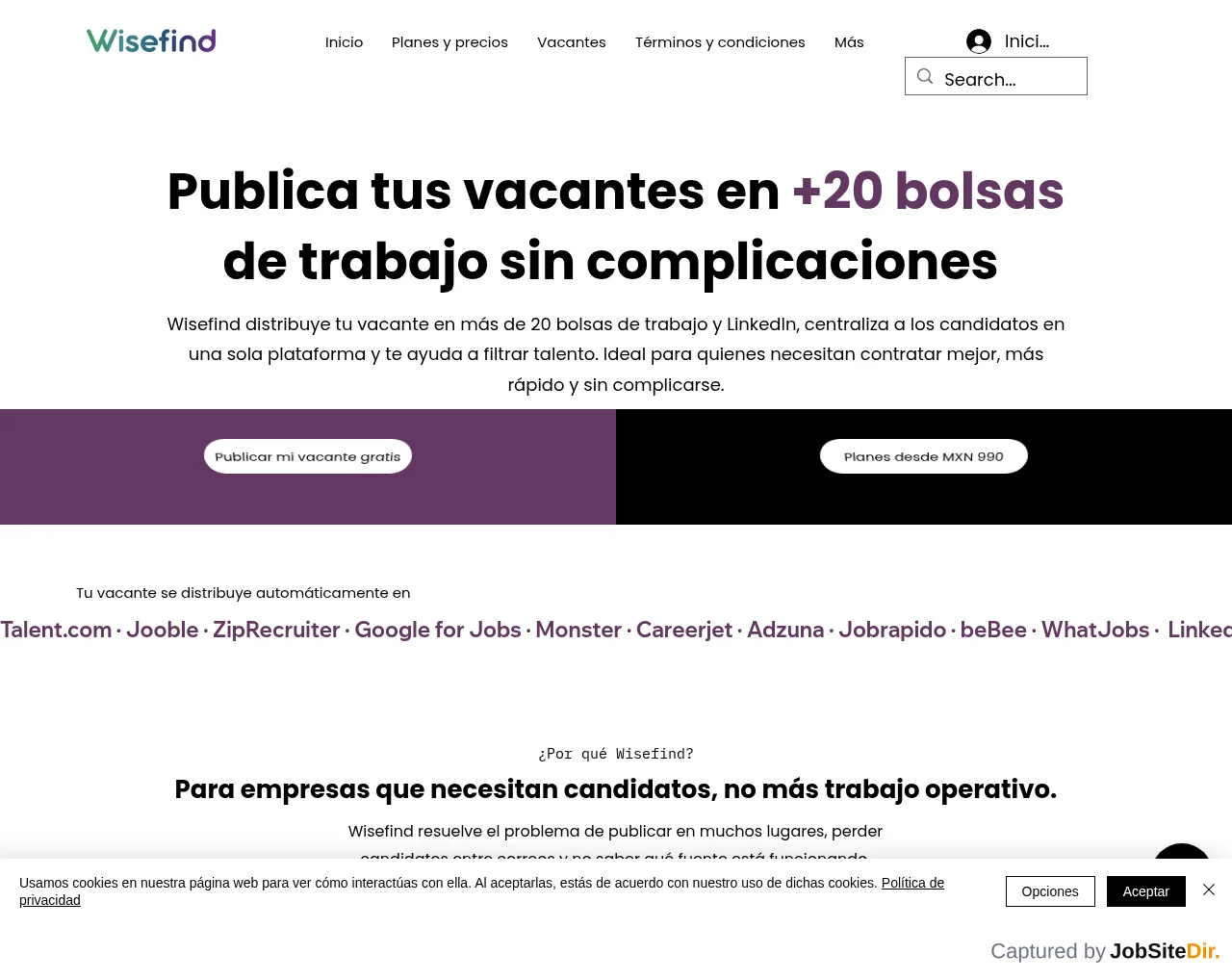 Wisefind website screenshot