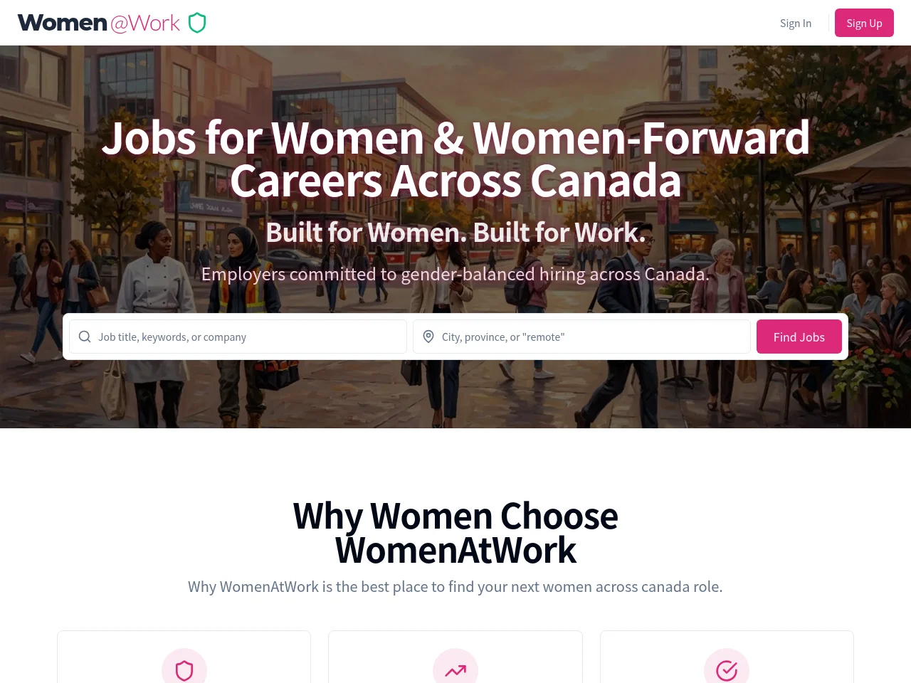 WomenAtWork screenshot WomenAtWork job board platform screenshot showing job search interface