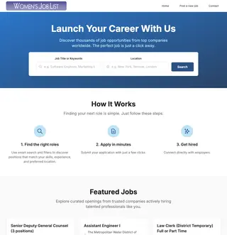 Women's Job List platform preview
