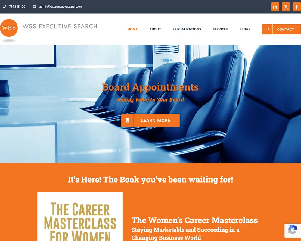 WSS Executive Search screenshot WSS Executive Search job board platform screenshot showing job search interface