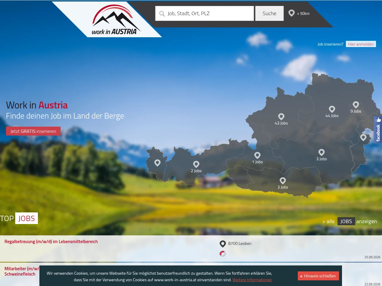 work in AUSTRIA screenshot work in AUSTRIA job board platform screenshot showing job search interface