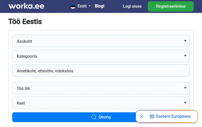 Worka.ee screenshot Worka.ee job board platform screenshot showing job search interface