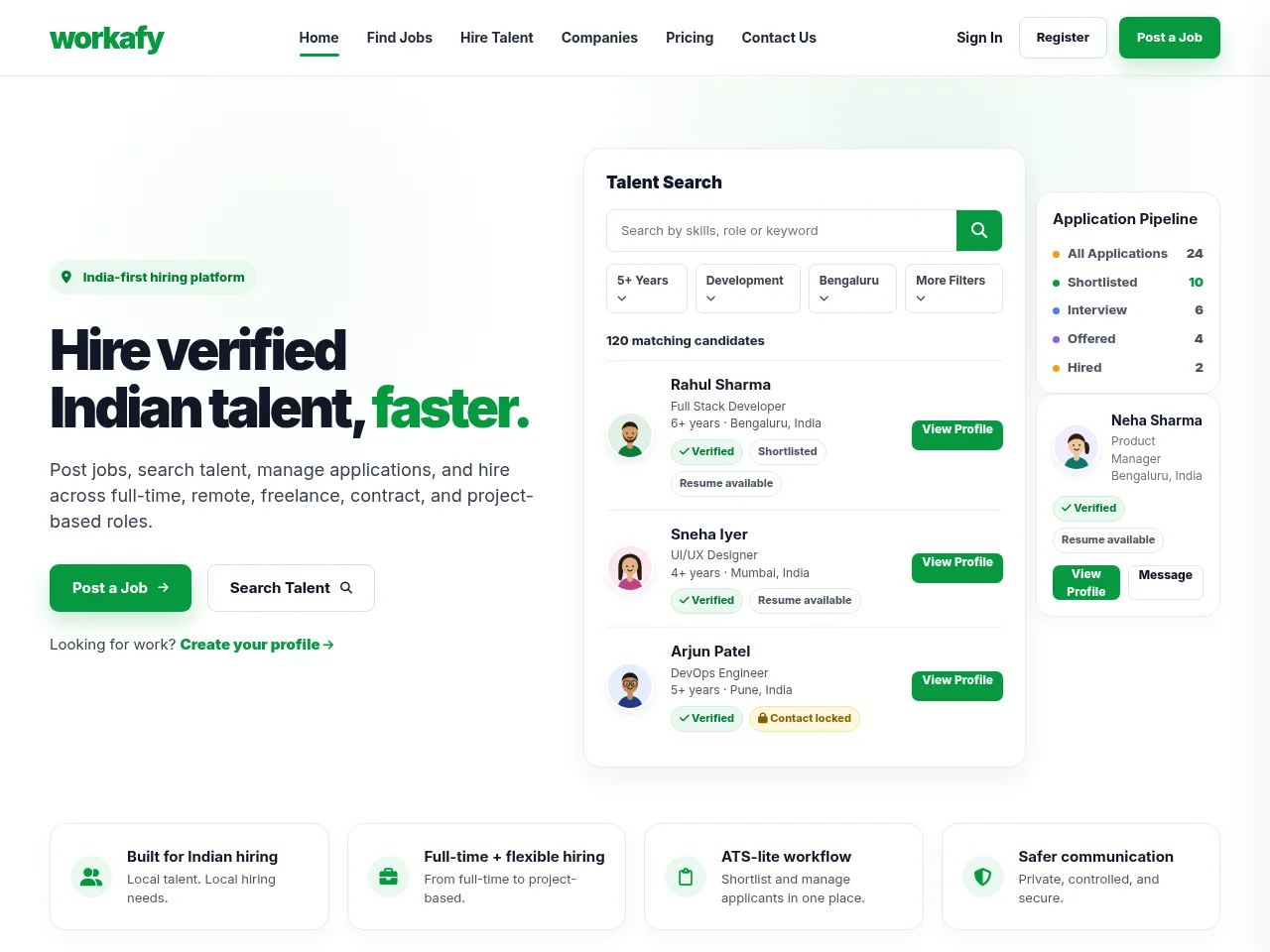 Workafy job board platform screenshot showing job search interface