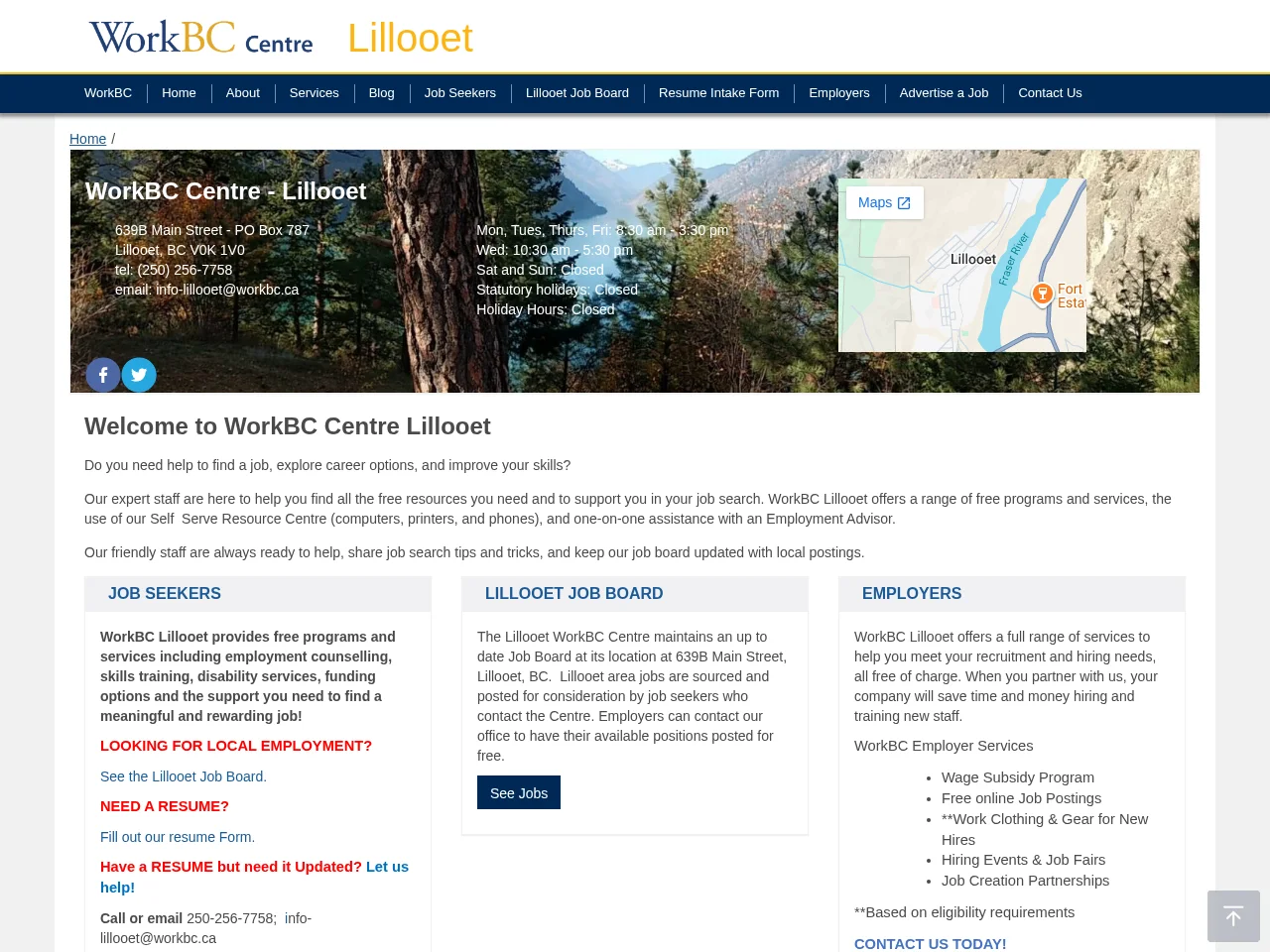 WorkBC Centre Lillooet screenshot WorkBC Centre Lillooet job board platform screenshot showing job search interface